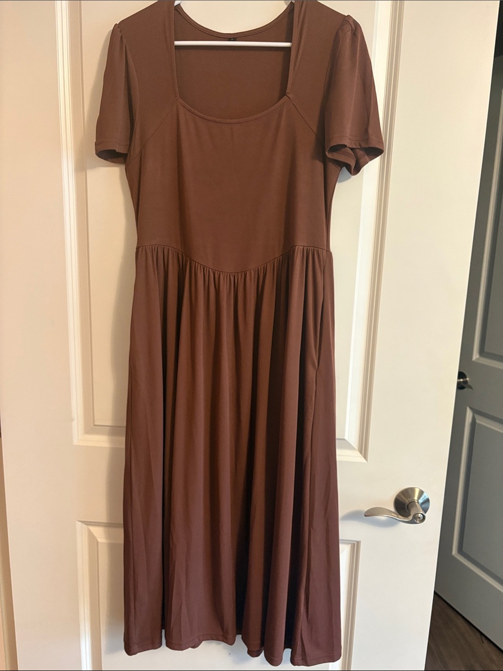 Fall Drop Waist Midi Dress |  Square Neck |Short Sleeve | Earthy | Feminine